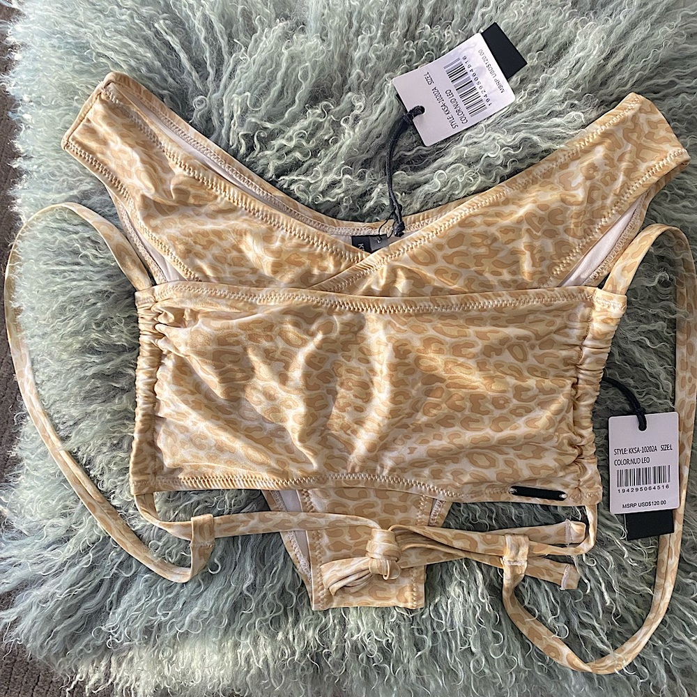Kendall + Kylie Two Piece Swimsuits Bikini Bathing suit Color:Nude Leo Large